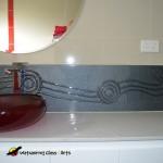 Wathaurong grey vanity splashback with running waterhole design